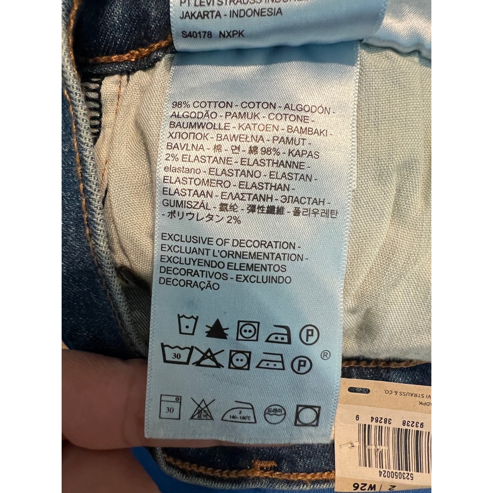 Levis Wedgie Skinny High Rise Distressed Blue Jeans Button Fly W26 L26 NWT - Picture 9 of 14